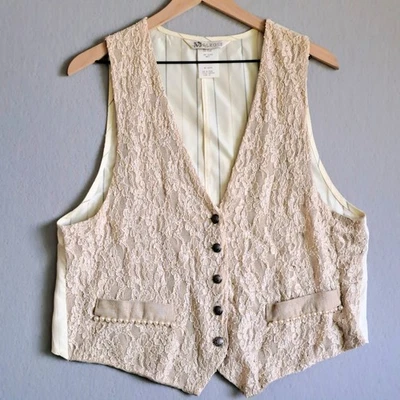 Chaleco De Colección Años 80 Opciones Melrose Crema Encaje Mujer 12 Retro Boho Chic Retro Foto 1 de 4