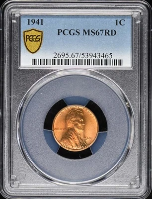 1941 1C Lincoln Cent - Type 1 Wheat Reverse PCGS MS67RD - Image 1 of 2