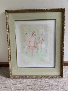 Edna Hibel Three Ballerinas Limited Edition gerahmte Lithographie 252/305 signiert Vintage - Bild 1 von 11