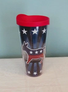 TERVIS DEMOCRAT DONKEY 24 OZ TUMBLER CUP WITH RED LID - Picture 1 of 2