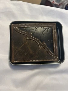 American Bison Men’s Brown Logo Genuine Leather Wallet Black And Brown New - Picture 1 of 11