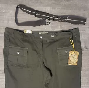 NWT WOMEN'S MOKACHINO CHINO PANTS-SIZE: 18 OLIVE GREEN BELTED ZIPPER ANKLE - Picture 1 of 11