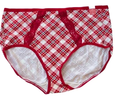Ambrielle ORGÁNICO Algodón Rojo Caramelo Encaje Cuadros Calzoncillos Talla 3X Nuevo con Etiquetas Foto 1 de 4