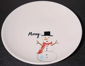 Rae Dunn Artisan Collection Merry Snowman 6" Appetizer Dessert Plate - Picture 1 of 6