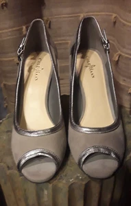 Cole Haan Gray suede and leather pumps-Sz 6B-Chrome Heels-NWOB - Picture 1 of 9