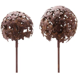 Gartenstecker Zierlauch 2er Set Groß und Klein rusty Metall Garten Deko Geschenk - Bild 1 von 2