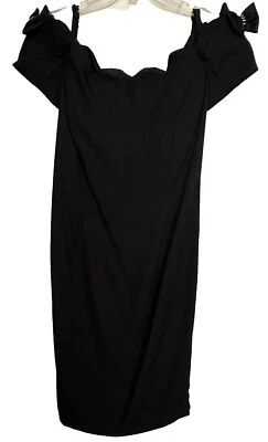 Vestido De Colección Años 90 Roberta Pequeño Negro Talla 13/14 Hombro Descubierto Festoneado Mujer Bonita Foto 1 de 4