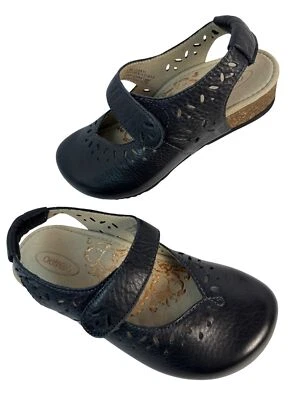 Gancho y lazo de cuero negro para mujer Aetrex Cheryl Mary Jane punta redonda talla 5  Foto 1 de 4