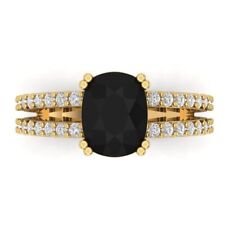 3.50 Cushion Natural Onyx Classic Bridal Statement Ring Solid 14k Yellow Gold