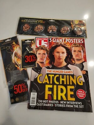HUNGER GAMES CATCHING FIRE BUTTONS EARRINGS MAGAZINE CHARM - Image 1 of 3