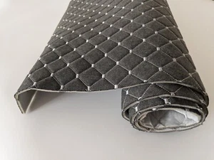 GRAY/WHITE Diamond Stitch Embossed Fabric Lining Car Upholstery 165cmx100cm - Picture 1 of 8