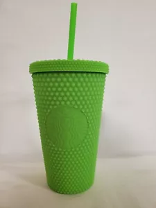NEW STARBUCKS 2021 Grande Neon Green Jelly Studded Tumbler & Straw 16 oz - Picture 1 of 4