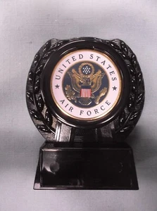 United States Air Force color metal insert black acrylic trophy holder award - Picture 1 of 1