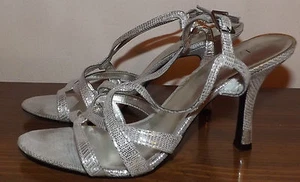 ZAPATOS KELLY & KATIE TALLA 9.5 TIRAS MUJER PLATA BRILLANTE SEXY TACÓN ALTO ESTELETTO - Imagen 1 de 8