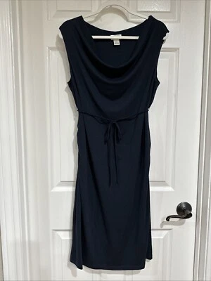 Motherhood Women's LG Sleeveless Midi Stretch Knit Dress Navy Blue EUC - Image 1 of 4