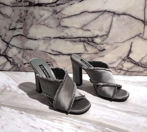 Senso Shoes Pippa Mule Heels 10cm Satin Ash 6AU - Picture 1 of 10