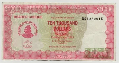 ZIMBABWE 10000 DOLLARS 2005 PICK 22 SIGN 5 LOOK SCANS - Image 1 of 2