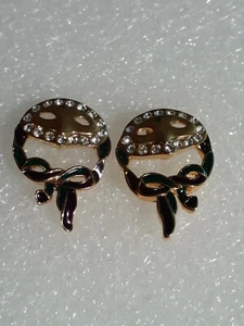 Mardis Gras Crystal Mask Stud Earrings French Quarter Carnival New Orleans - Picture 1 of 4