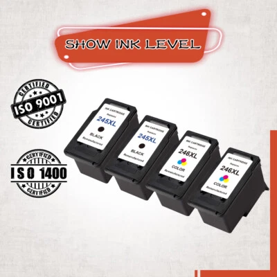 Paquete de 4 tintas PG-245XL y CL-246XL para Canon Pixma MG2420 MG2924 TS3120 TS3122 TS202 Foto 1 de 4