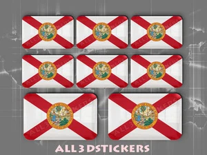 8 pegatinas 3D con cúpula de resina bandera de Florida - calcomanía adhesiva vinilo de EE. UU. - Imagen 1 de 1