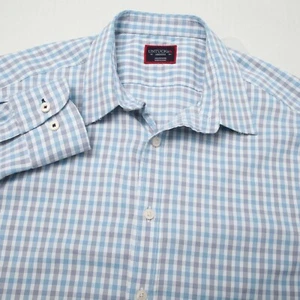 Untuckit Shirt Men Medium Blue Check Duras Long Sleeve Performance - Picture 1 of 11