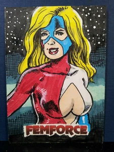 Ms. Juego de cartas Victory Femforce tarjeta de boceto original de AC Comics Kurt Ruskin - Imagen 1 de 2