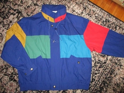 Abrigo de esquí de invierno LONDRES NIEBLA AÑOS 80 90 Muestra colorida BLOQUE DE COLORES para hombre GRANDE Foto 1 de 4