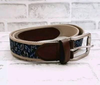 Mens Casual Belt Americana Leaf Blue & Beige Goodfellow Large 36-40 - Image 1 of 4
