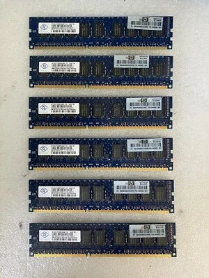 ~(6 x 2GB) NANYA NT2GC72B8PA0NF-CG 2GB PC3-10600E DDR3-1333 ECC CL9 Server SDRAM - Image 1 of 3