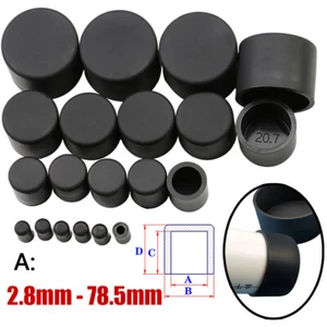 Black Round Silicone Rubber End Cover Caps Dust Cap For A=2.8mm~78.5mm Pipe Tube - Picture 1 of 57