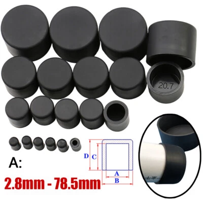 GOOBETTER Black Round Silicone Rubber End Cover Caps Dust Cap For A=2.8mm~78.5mm Pipe Tube