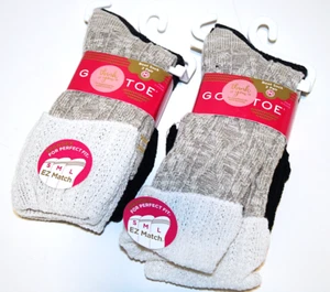 Gold Toe Boot Socks Lot of 4 Pairs Girls Black & Khaki 2 Packs Medium NEW - Picture 1 of 4