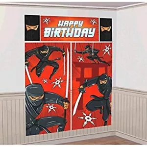 NINJA Scene Setter HAPPY BIRTHDAY party wall BACKDROP 6ft - Picture 1 of 2