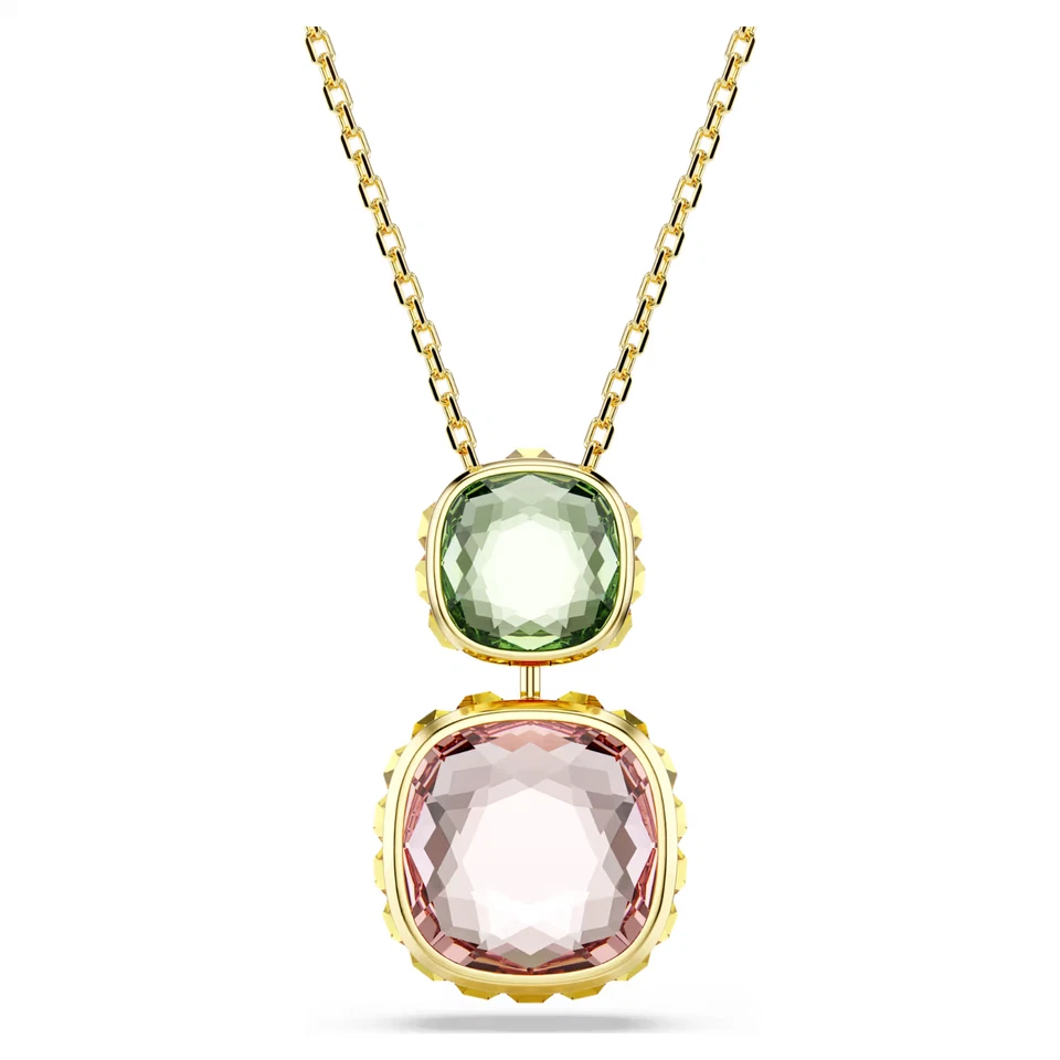 Swarovski Chroma pendant Cushion cut Multicolored Gold-tone plated 5692496
