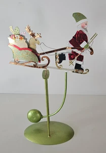 De Colección Arte Popular Péndulo Metal Equilibrio Juguete Santa Trineo y Reno con Soporte 12" - Imagen 1 de 5