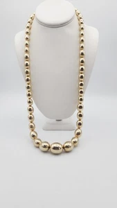 Vintage gold-tone graduated beaded metal Korea necklace 28" - Picture 1 of 6