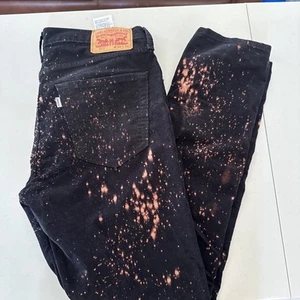 Pantalones de mezclilla Levi’s 512 para hombre 34X32 pana negros pintura salpicaduras rectos 2016 Y2K - Imagen 1 de 14