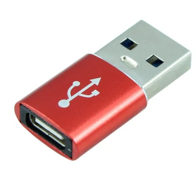 USB 3.2 Gen 1 Type-C Female to USB Type A Male Aluminum Shell Adapter  Red - Image 1 of 2