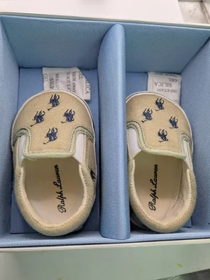 Ralph Lauren Layette 婴儿鞋 蓝色 Pony Bal Harbour ,US-SZ 1 - 婴儿床鞋 - 全新带盒 — 第 1/4 张图片