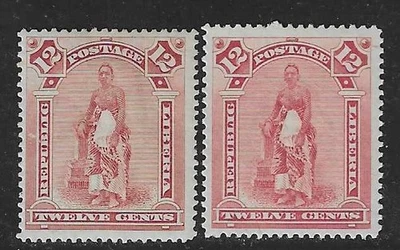 Liberia 1892, 12c Vai woman with shade variety, mint #39 printed by Waterlow - Image 1 of 2