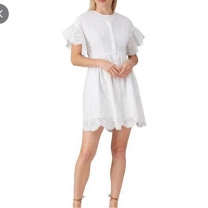 Rebecca Taylor La Vie 100% Cotton Eyelet Button Dress A-Line Short Sleeve Lined - Picture 1 of 16