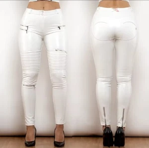 Pantalón Genial Cintura Motero Look Estampado Cuero Cremallera Estrecha S-3XL - Imagen 1 de 14