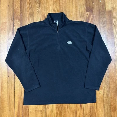 The North Face TKA 100 1/4 Zip Pullover Mens XL Mock Neck Fleece Outdoor Black - Image 1 of 4