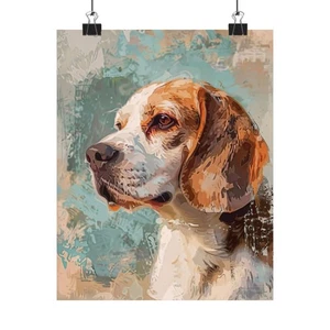 Boho Beagle Kunstdruck - Abstraktes Pastell Hundeportrait - ungerahmtes Wandbild Deko - Bild 1 von 33