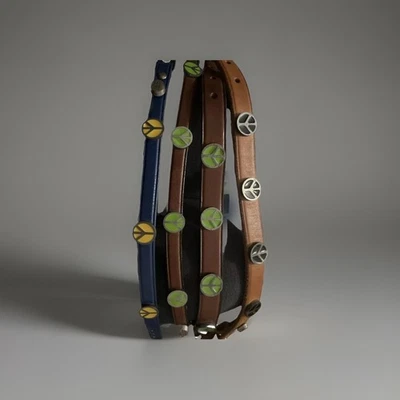 Кожаный ошейник для собаки с заклепками Peace размер S M - Изображение 1 из 2