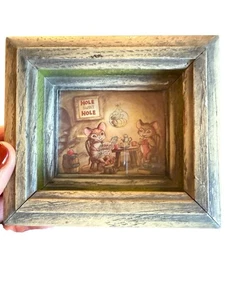 Vintage 1970er Wm Otto gerahmt Pint Cottage Kern Mäuse Familie Liebe 4,5" x 4" - Bild 1 von 7