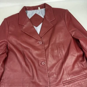 Preston & York 100% Lamb Skin Jacket Womens Sz 3X Red Soft Leather 90’s Glam - Picture 1 of 10