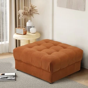 Oikiture 1 Seater Velvet Modular Ottoman Lounge Chair Armless TOFU Brown - Picture 1 of 8