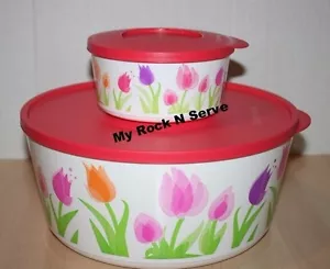 Tupperware Large Container Tulip Twist, Stack & Store Seal Set 2 New - Picture 1 of 1