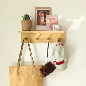 Wall Mount Coat Rack with Shelf, Sturdy Wooden Floating Shelf Withhooks save You - Picture 1 of 6